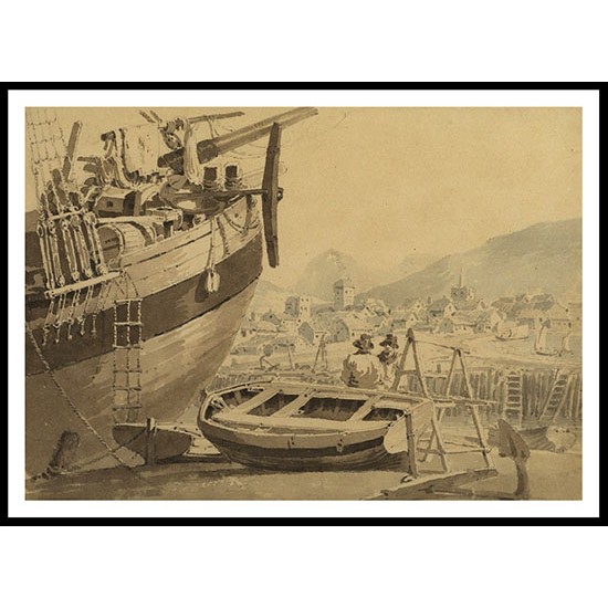 Coast Scene with Boat in the Foreground near Dover 1794, A New Print Of a J. M. W Turner Painting