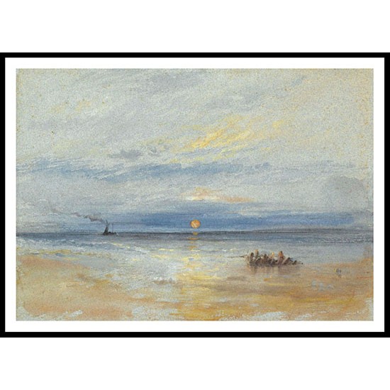 Coastal View at Sunset with Fishing Boat Returning to Port, A New Print Of a J. M. W Turner Painting