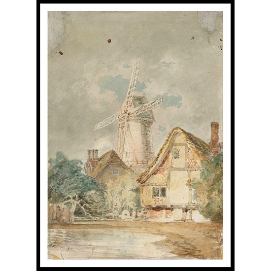 Cottages and Windmill 1795, A New Print Of a J. M. W Turner Painting