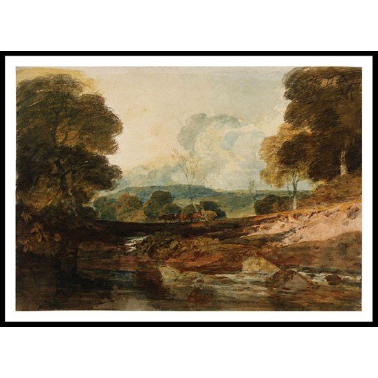 Distant View of Fonthill Abbey from the East with the Lake in the Foreground and a Team of Oxen 1799, A New Print Of a J. M. W Turner Painting