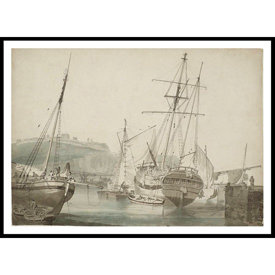 Dover Harbour Shipping with the Castle Beyond 1795 96, A New Print Of a J. M. W Turner Painting