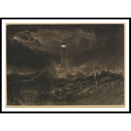 Eddystone Lighthouse 1824, A New Print Of a J. M. W Turner Painting