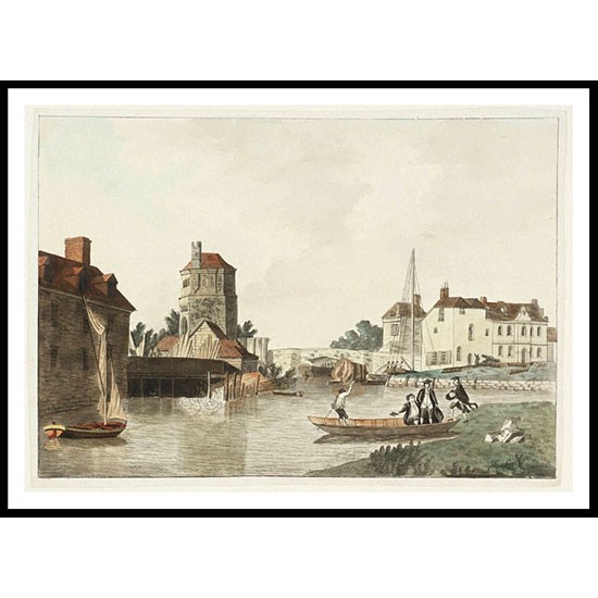 Folly Bridge and Bacon's Tower Oxford 1787, A New Print Of a J. M. W Turner Painting