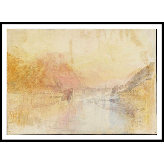 Heidelberg from the Neckar Shore close to the Hirschgasse 1844, A New Print Of a J. M. W Turner Painting