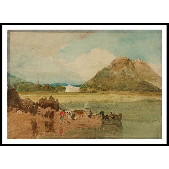 Inveraray Castle and Duniquoich from across Loch Shira; Figures and Boats in Foreground 1801, A New Print Of a J. M. W Turner Painting Inveraray Castle and Duniquoich from across Loch Shira; Figures and Boats in Foreground 1801, A New Print Of a J. M. W Turner Painting