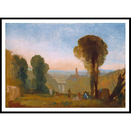 Italian Landscape with Bridge and Tower 1827, A New Print Of a J. M. W Turner Painting