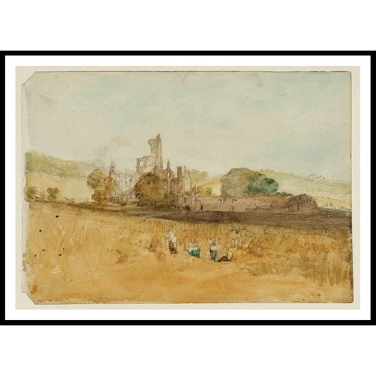 Kirkstall Abbey from the West with Harvesters 1809, A New Print Of a J. M. W Turner Painting