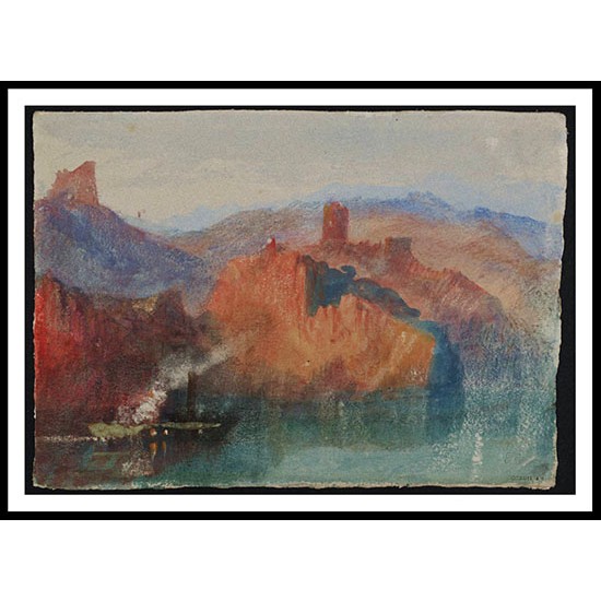 Lake Scene with Mountains 1834, A New Print Of a J. M. W Turner Painting