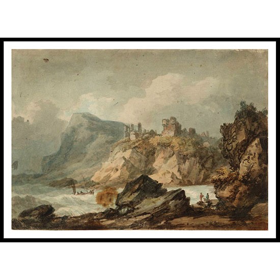 Landscape Composition with a Ruined Castle on a Cliff 1792 93, A New Print Of a J. M. W Turner Painting