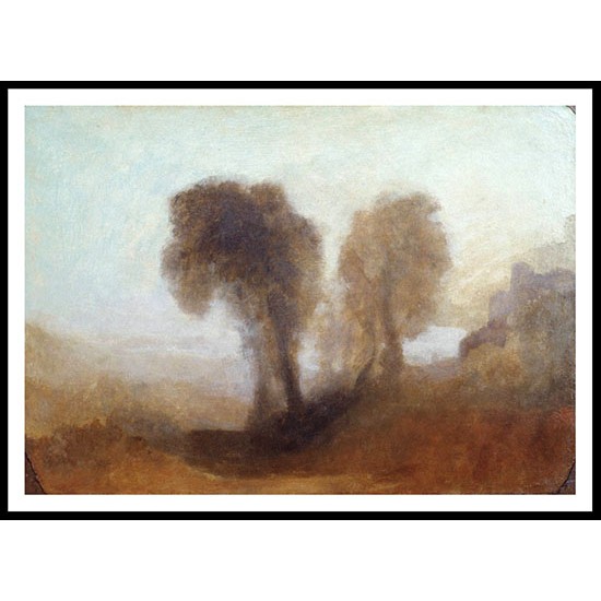 Landscape with Trees and a Castle 1828, A New Print Of a J. M. W Turner Painting