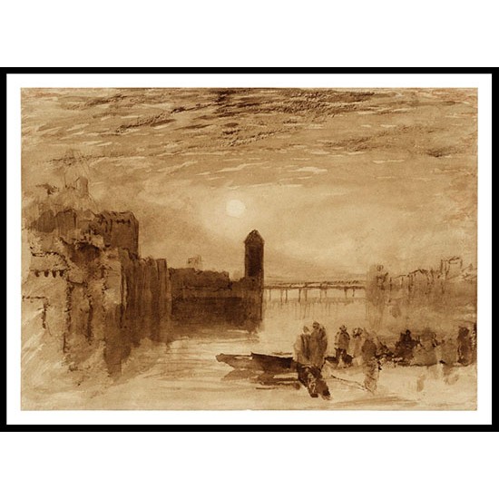 Lucerne Moonrise over the Kapellbrucke 1807 19, A New Print Of a J. M. W Turner Painting