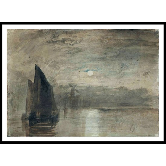 Moonlight on the Medway 1824, A New Print Of a J. M. W Turner Painting