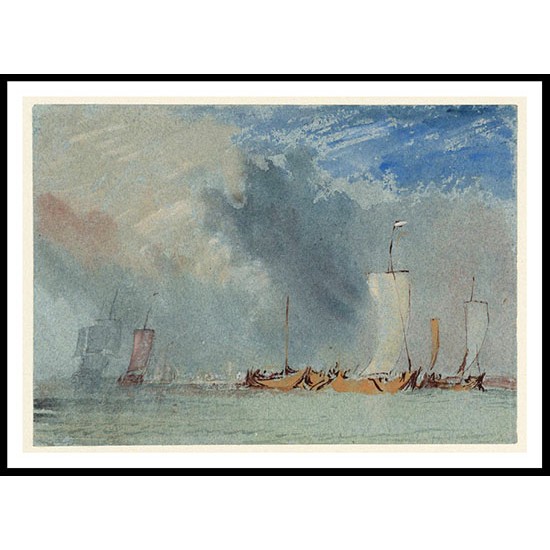 Near Nantes Loire Barges in a Gust of Wind 1826 28, A New Print Of a J. M. W Turner Painting