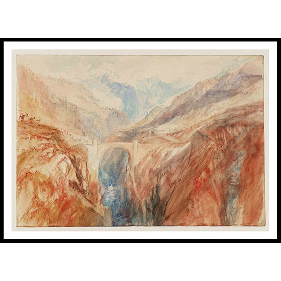 Near the Pass of S. Bernadino A Bridge over a River in a Gorge 1843, A New Print Of a J. M. W Turner Painting