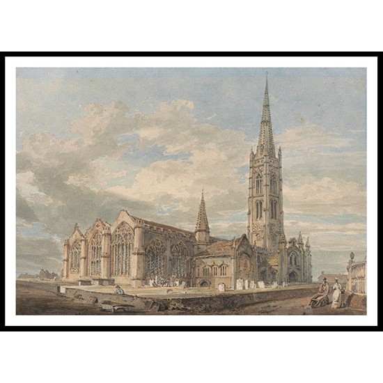 North East View of Grantham Church Lincolnshire 1796, A New Print Of a J. M. W Turner Painting