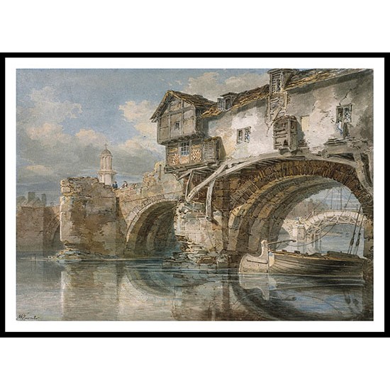 Old Welsh Bridge Shrewsbury Shropshire 1794, A New Print Of a J. M. W Turner Painting