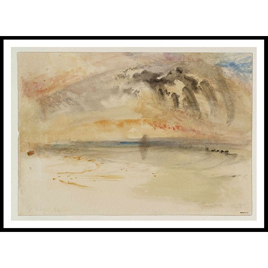 On the Beach A Stormy Effect over the Sea 1845, A New Print Of a J. M. W Turner Painting