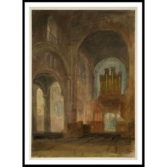 Oxford The Interior of Christ Church Cathedral Looking past the Crossing and Organ Screen into the Chancel 1798, A New Print Of a J. M. W Turner Painting