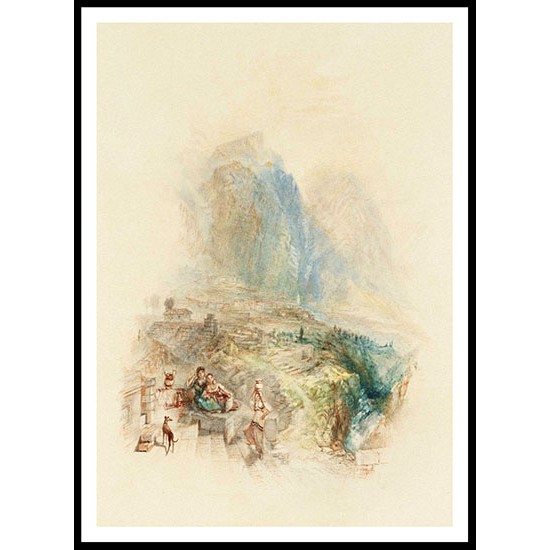 Parnassus and Castalian Spring Delphi 1833, A New Print Of a J. M. W Turner Painting