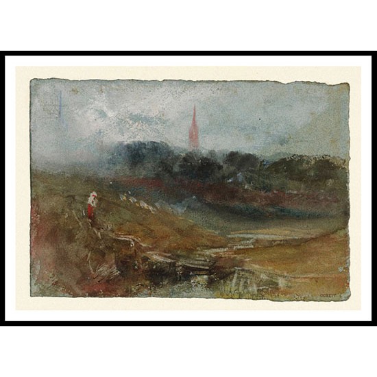 Petworth Church Seen from Rectory Meadows 1827, A New Print Of a J. M. W Turner Painting