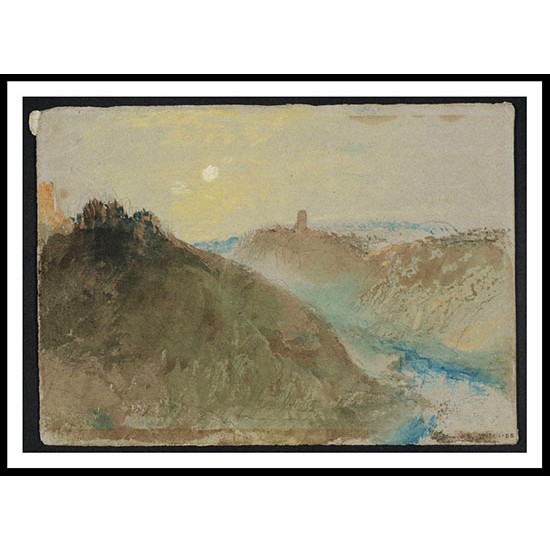 River Scene with Mountains 1834, A New Print Of a J. M. W Turner Painting