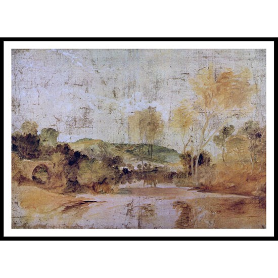 River Scene with Weir in the Middle Distance 1806 07, A New Print Of a J. M. W Turner Painting