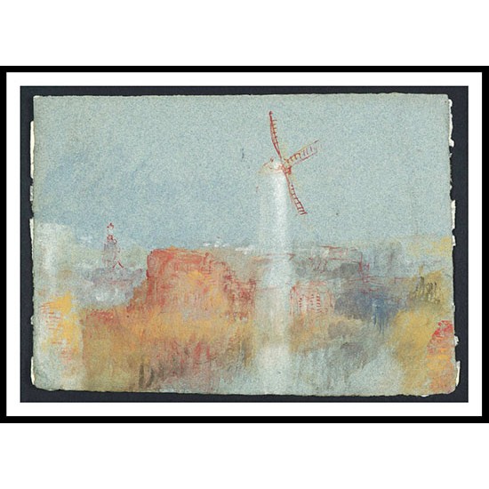 River Scene with Windmill 1830, A New Print Of a J. M. W Turner Painting