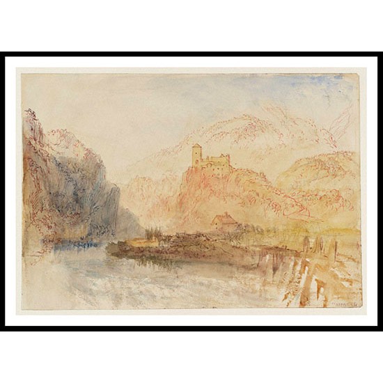 River Scene with a Church near Bellinzona 1843, A New Print Of a J. M. W Turner Painting