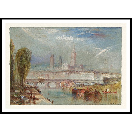 Rouen Looking Downstream 1832, A New Print Of a J. M. W Turner Painting