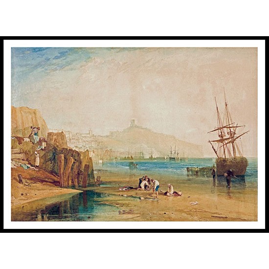 Scarborough Town and Castle Morning Boys Catching Crabs 1810, A New Print Of a J. M. W Turner Painting