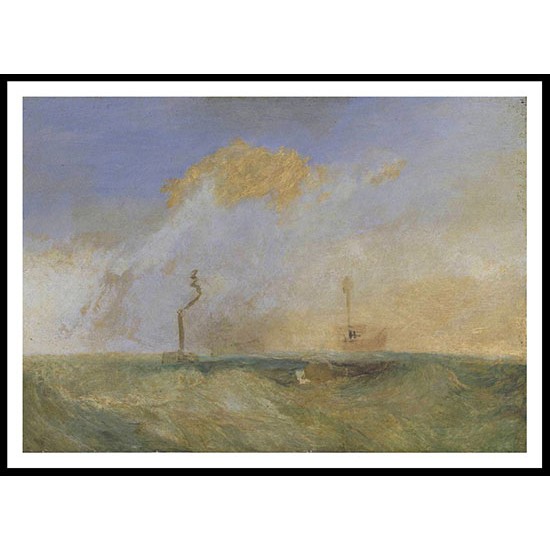 Steamer and LightshipStudy for 'The Fighting Temeraire' 1838 39, A New Print Of a J. M. W Turner Painting