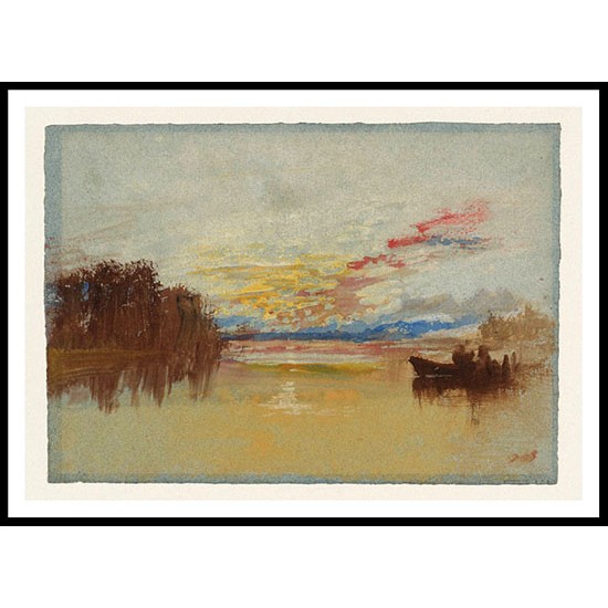 Sunset A Boat on a River 1827, A New Print Of a J. M. W Turner Painting