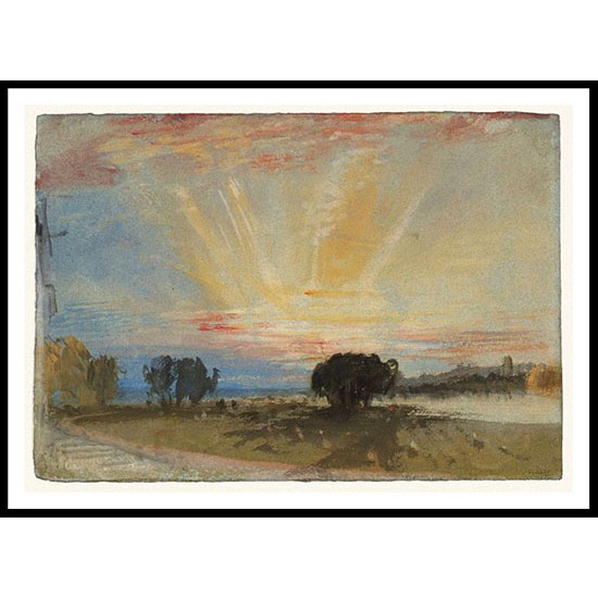 Sunset across the Park from the Terrace of Petworth House 1827, A New Print Of a J. M. W Turner Painting