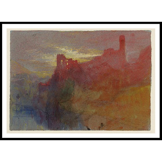 Sunset over a Ruined Castle on a Cliff 1835 39, A New Print Of a J. M. W Turner Painting