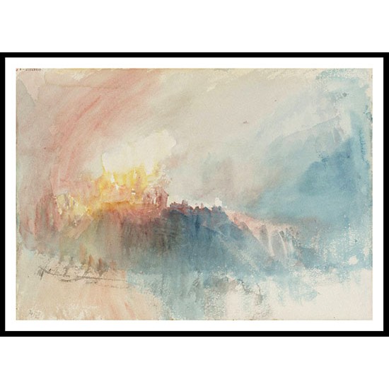 The Burning of the Houses of Parliament with Westminster Bridge 1834, A New Print Of a J. M. W Turner Painting