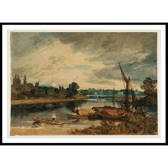 The River Thames near Isleworth Punt and Barges in the Foreground 1805, A New Print Of a J. M. W Turner Painting