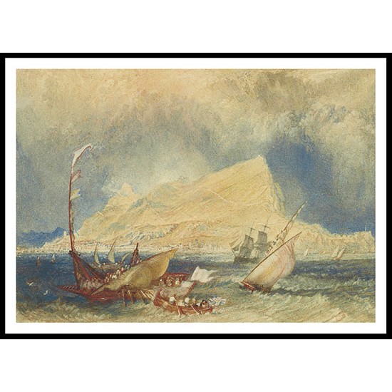 The Rock of Gibraltar with Shipping in the Foreground, A New Print Of a J. M. W Turner Painting