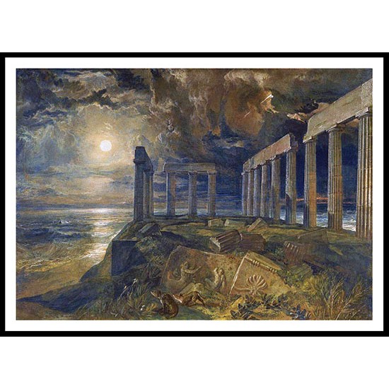 The Temple of Poseidon at Sunium Cape Colonna 1834, A New Print Of a J. M. W Turner Painting