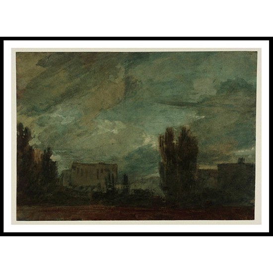 Trees and Buildings Seen over a Wall Possibly a London Subject 1800, A New Print Of a J. M. W Turner Painting