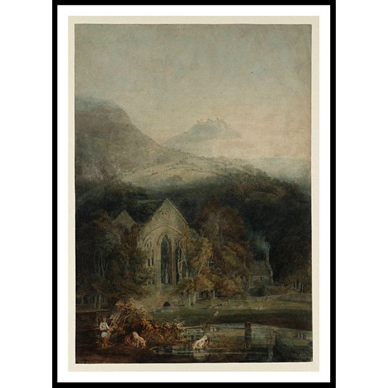 Valle Crucis Abbey with Dinas Bran 1794 45, A New Print Of a J. M. W Turner Painting