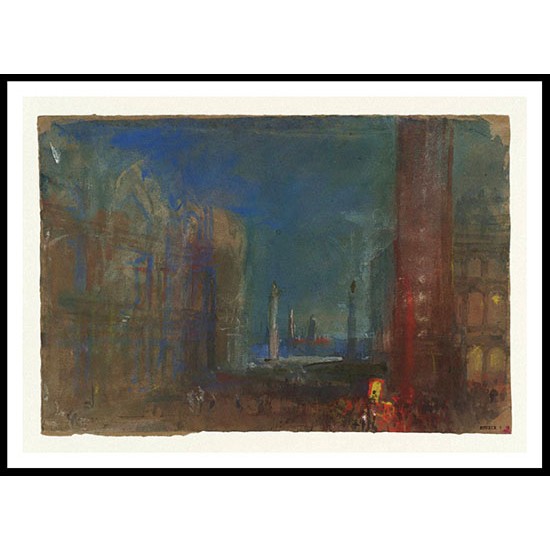 Venice San Marco and the Piazzetta with San Giorgio Maggiore Night 1840, A New Print Of a J. M. W Turner Painting