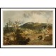 View across a Valley with a Small Village towards the Unfinished Tower of Fonthill Abbey from the North East 1799, A New Print Of a J. M. W Turner Painting