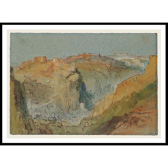 View up the Alzette Valley Luxembourg with the Fortifications of the Rham Plateau 1839, A New Print Of a J. M. W Turner Painting