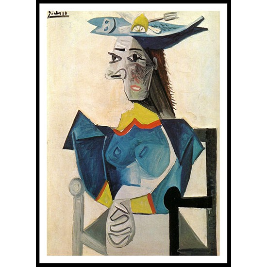 Woman in a Fish Hat 1942, A New Print Of a Pablo Picasso Painting