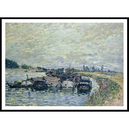 Barge Garage at Saint Mammes 1885, A New Print Of an Alfred Sisley Painting