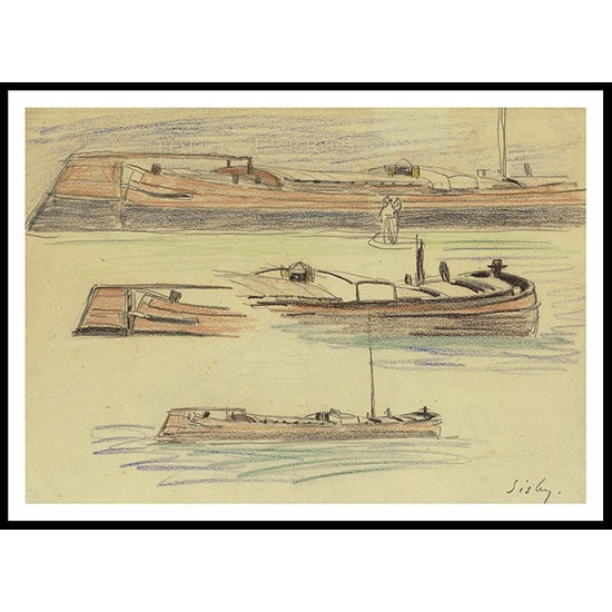 Barges, A New Print Of an Alfred Sisley Painting