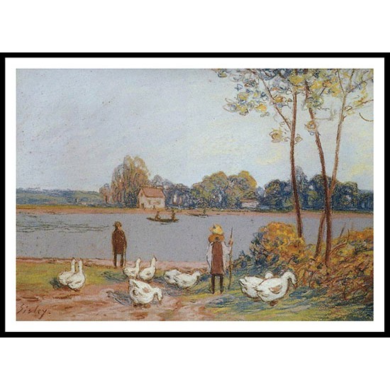 Geese By the River Loing 01, A New Print Of an Alfred Sisley Painting