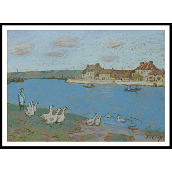 Geese By the River Loing 03, A New Print Of an Alfred Sisley Painting