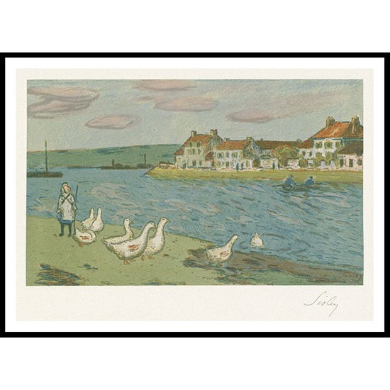 Geese The Riverbank 1897, A New Print Of an Alfred Sisley Painting