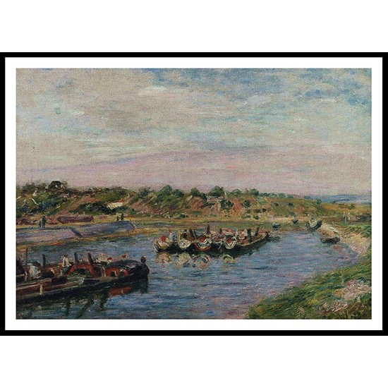 Idle Barges on the Loing Canal at Saint Mammes, A New Print Of an Alfred Sisley Painting